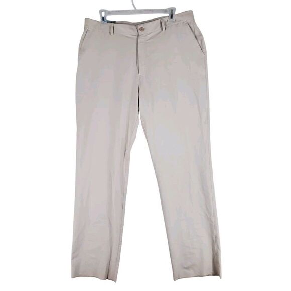 Under Armour Team Sideline Pants Chino Mens 40 Beige Khaki Loose Fit Unhemmed - Picture 12 of 13